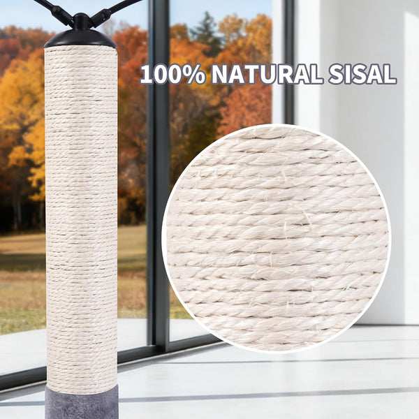AIWIKIDE 24" Scratching Post, Interactive Cat Scratcher | with Perch & Plush Toy, Sturdy Weighted Base, Grey4