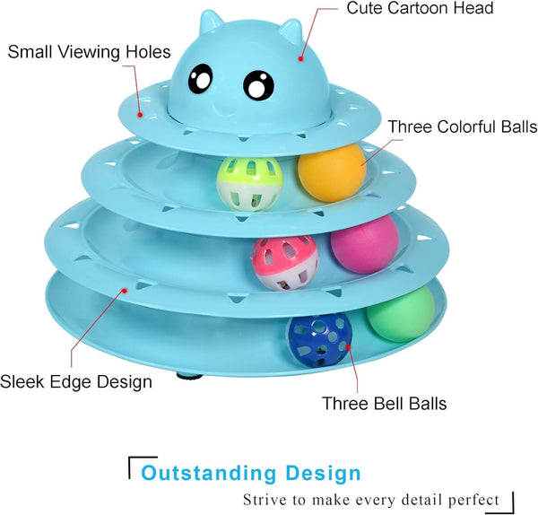 UPSKY Cat Toy Roller 3-Level Turntable Cat Toys Balls with Six Colorful Balls Interactive Kitten Fun Mental Physical Exercise Puzzle Kitten Toys4