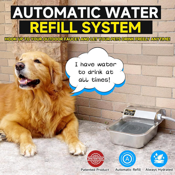 PETIMI Automatic Water Dispenser for Dogs, 101Oz Outdoor Dog Water Bowl, 304 Stainless Steel Water Feeder for Small to Large Pets, Large Livestock Waterer, Anti-Tipping, Water Auto-Fill, Easy to Clean2
