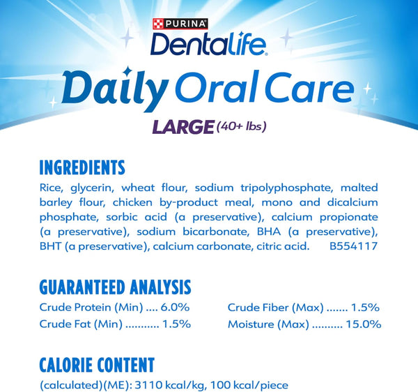 Dentalife Purina Daily Oral Care Dental Large Dog Treats, Pack of 2, 30 Ct | for Large Dogs 40+ Lbs, Chicken-Flavored Dental Chews That Freshen Breath and Fight Tartar Buildup, Made in the USA5