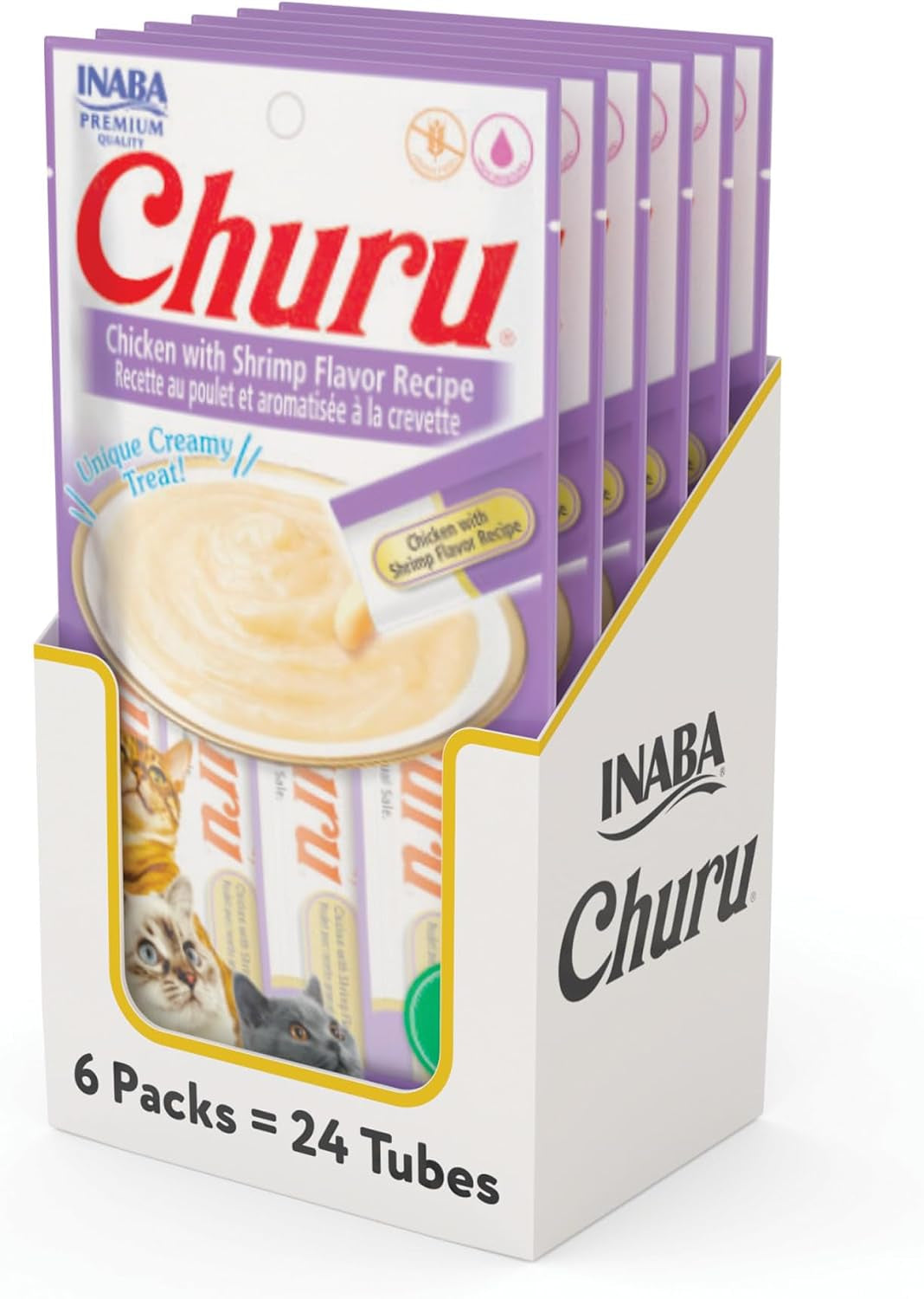 inaba-churu-cat-treats-lickable-squeezable-creamy-puree-cat-treat-with-green-tea-extract-taurine-0-5-ounces-each-tube-24-tubes-4-per-pack-chicken-recipe