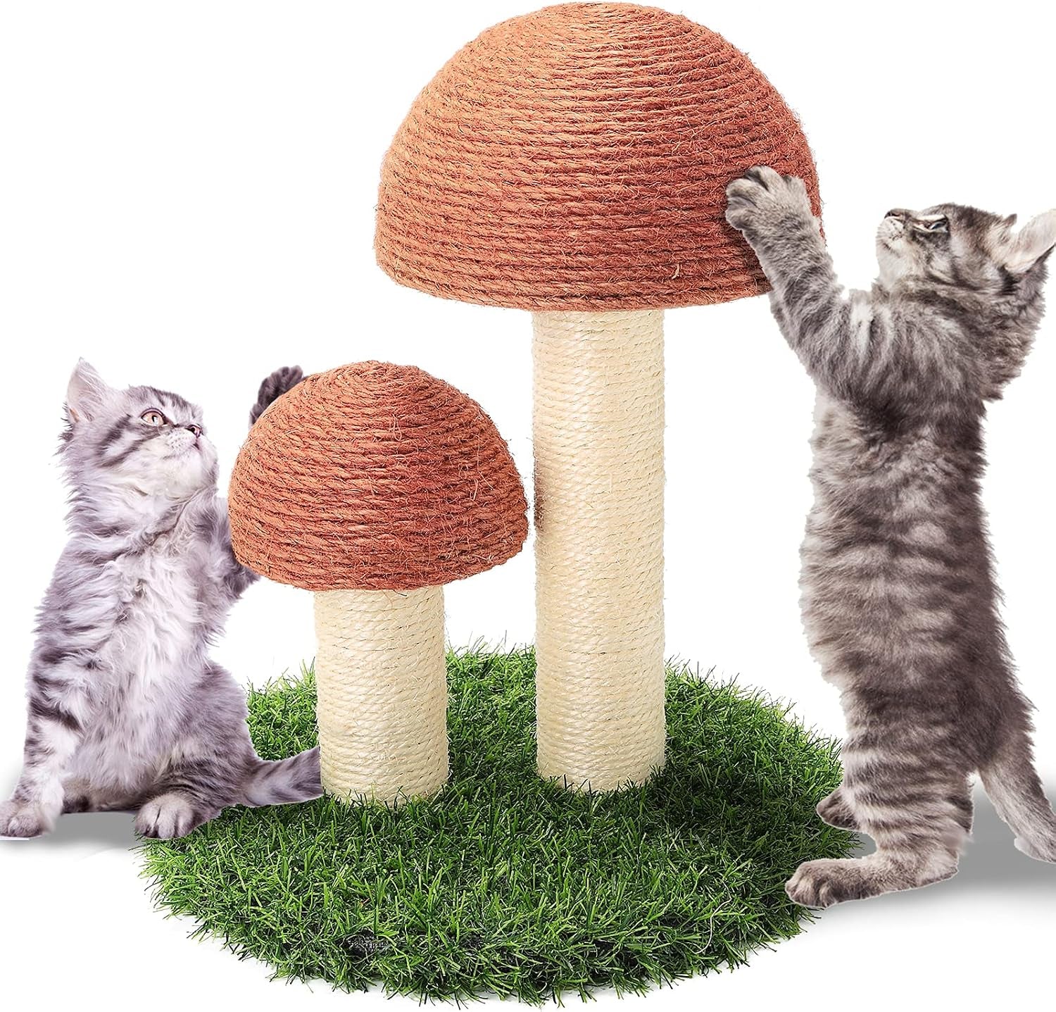 powerking-cat-scratching-post-mushroom-claw-scratching-post-for-cat-natural-sisal-cat-scratchers-with-3-mushroom-pole-cat-interactive-toys
