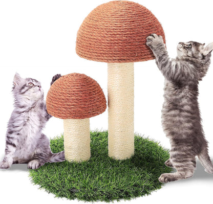 Powerking Cat Scratching Post, Mushroom Claw Scratching Post for Cat, Natural Sisal Cat Scratchers with 3 Mushroom Pole, Cat Interactive Toys10