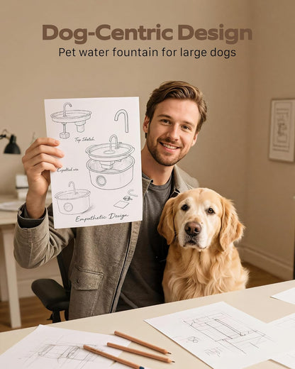Pet Water Fountain for Large Dogs: Metal Dog Water Fountain - Silent Big Cat Fountains for Drinking - 3.2G/406Oz/12L Water Fountain Dog Bowl inside - GROOKPET Fountains with 6 Filters + 3 Sponges8