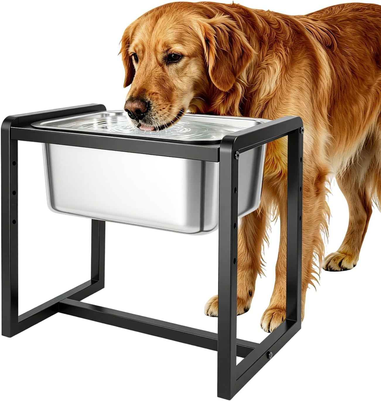 adjustable-height-elevated-large-dog-water-bowls-with-stainless-steel-bowls-and-metal-stand-4-level-8-10-12-14-inches-pet-bowl-for-dogs-for-large-medium-dogs-durable-easy-to-clean-2gallon
