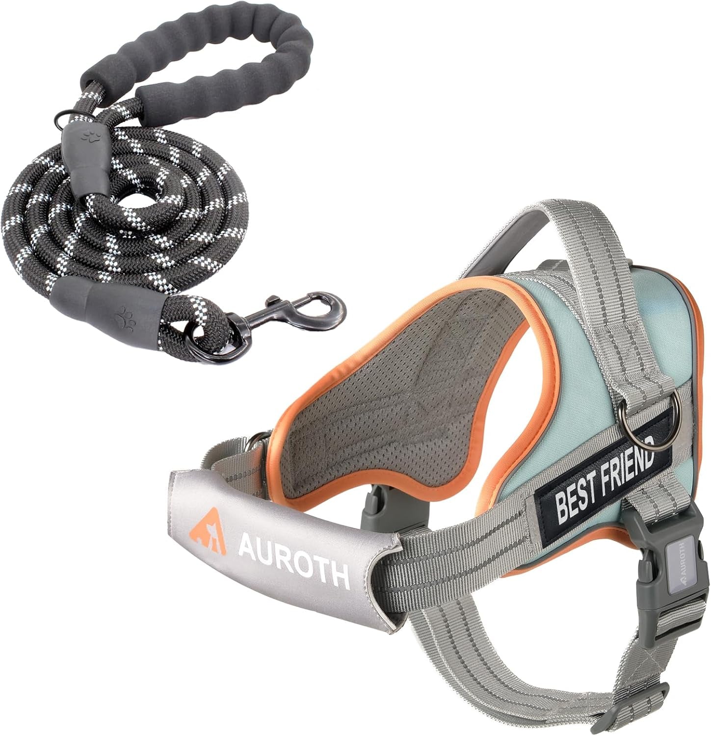 auroth-dog-harness-and-leash-set-soft-padded-service-dog-vest-with-5-25ft-dog-leash-no-choke-easy-on-pet-vest-adjustable-reflective-no-pull-pet-vest-medium-sized-dog-easy-walking-and-training