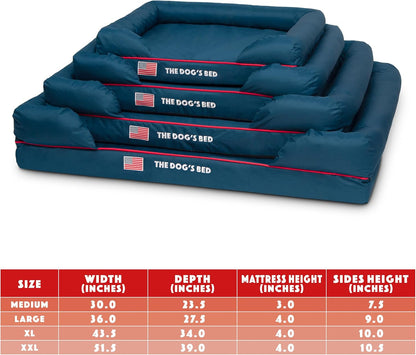 The Dog’S Bed Orthopedic Memory Foam Dog Bed with Bolsters for Large Dogs, High Density Support Mattress, Low Front Entry, Removable Washable Cover, Oxford Fabric, Blue with Dark Red Trim, Large7