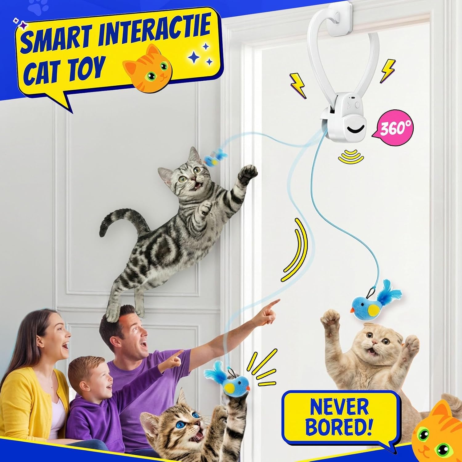 catpick-interactive-doorway-cat-toy-no-adhesive-clip-on-for-indoor-cats-automatic-retractable-bird-and-mouse-motion-with-8-minute-auto-play-touch-to-wake-response-usb-charging-2-birds-1-mouse