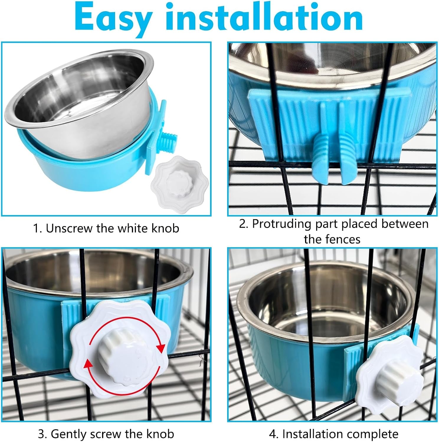 kathson-crate-dog-bowl-removable-stainless-steel-hanging-pet-kennel-cage-bowl-food-water-feeder-coop-cup-for-puppy-cat-rabbit-guinea-pigs-ferret-bird-2-pcs-size-m-blue-and-green