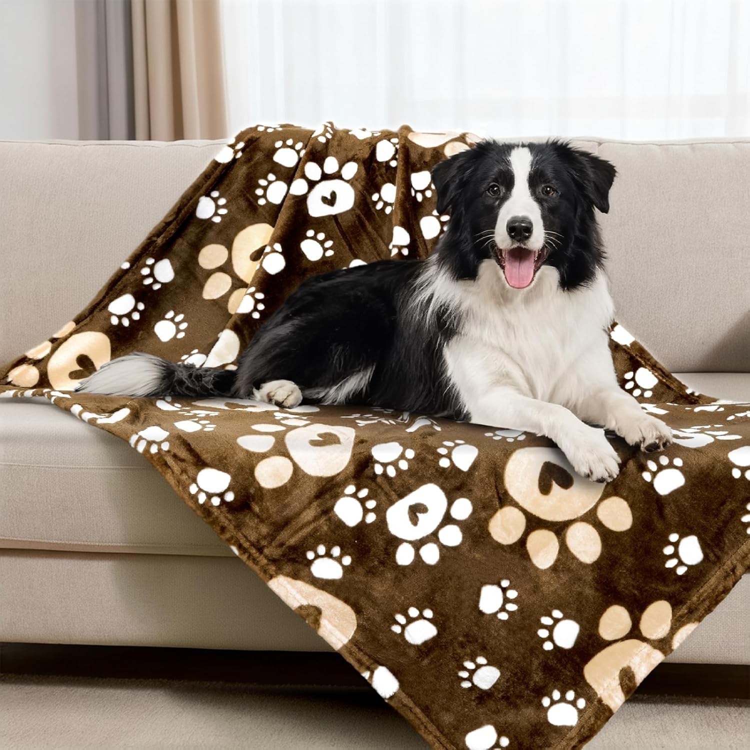 rezutan-blanket-for-large-dogs-cat-flannel-washable-soft-pet-mat-throw-cover-for-kennels-beds-sofas-furniture-protection-cute-paw-pattern-black-50x40-inch