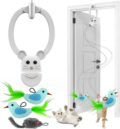 Interactive Cat Toys for Indoor Cats, Automatic Flying Bird Feather Wand Toy for Chase Exercise Enrichment, Rechargeable Durable Safe Hanging Cat Toy for Bored Kittens & Adult Cats1