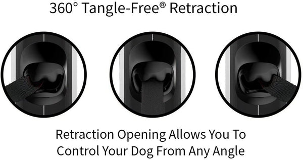 TUG 360° Tangle-Free Retractable Dog Leash | 16 Ft Strong Nylon Tape | One-Handed Brake, Pause, Lock (Medium, White)4