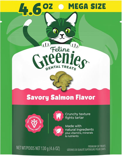 Greenies Feline Natural Crunchy Dental Cat Treats, Salmon Flavor, 21 Oz | #1 Vet-Recommended, Clinically-Proven Oral Care, 36% Less Tartar in 28 Days, Cleans to Gumline, Natural Ingredients19