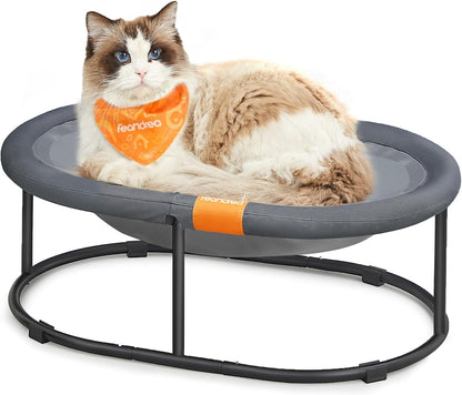 Feandrea 2-Tier Elevated Cat Hammock Bed, Breathable Furniture for Multi-Cat Households Indoor and Outdoor, with Removable Washable Mesh, Steel Frame, for Summer, Dove Gray UPCB012G018