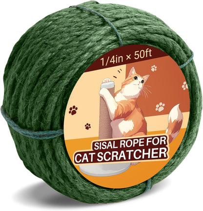 Sisal Rope for Cat Scratcher 1/4" 100 Ft Cat Tree Twine for Repairing Cat Scratching Post Replacement DIY Hemp Rope for Carpet Mat, Pet, and Crafts Gardening Home Decorating9