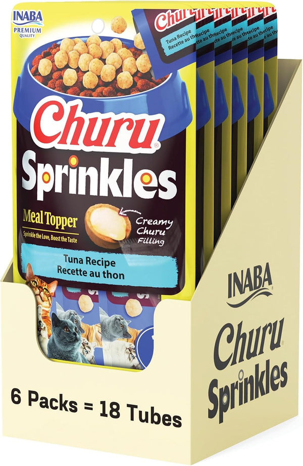 INABA Churu Sprinkles Cat Meal Topper, Chicken, 18Ct | Immune Support, Antioxidant Support, 70% Moisture, Meal Topper, Dual Texture, 18 X 1.05 Oz Packs8
