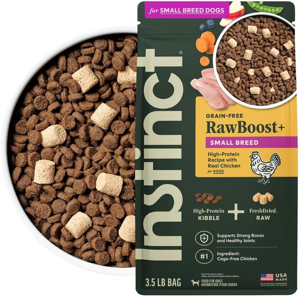 Instinct Rawboost Small Breed, Natural Dry Dog Food with Freeze-Dried Pieces, High Protein, Grain-Free Recipe - Real Chicken, 3.5 Lb. Bag1