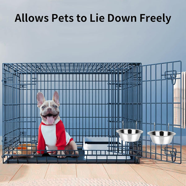 Fri4Free 2PCS 8Oz Stainless Steel Hanging Kennel Water Bowls | Easy to Use, No Spill, Fits Small Crate Kennel Cage Catio, for Dogs Puppies Cats Small Pet, Food & Water Feeding Holder6