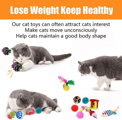 21 Pcs Cat Toys for Indoor Cats Collapsible Cat Tunnel Interactive Feather Teaser Wand Ball Toy for Kitten Cats6