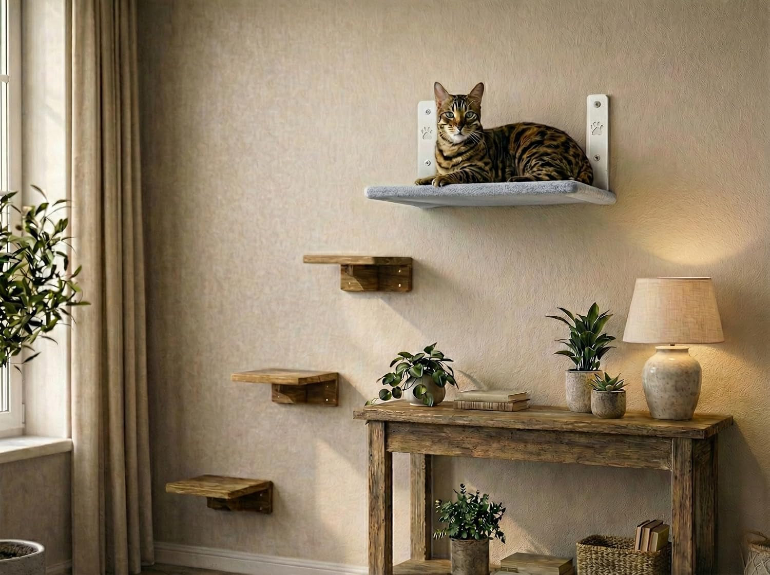 otterpets-cat-wall-bed-with-ultra-soft-plush-cover-foldable-cat-wall-hammock-shelf-bed-with-35-lb-metal-support-removable-washable-fabric-hardware-for-all-walls-light-grey-fabric-and-white-metal