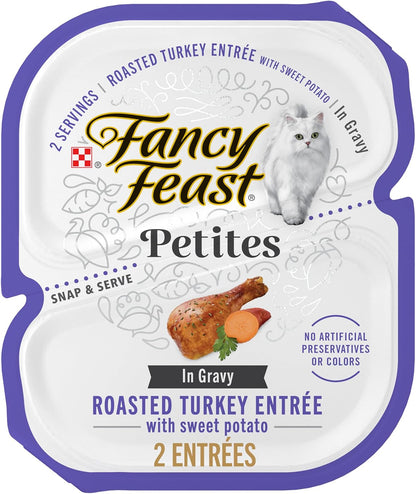 Purina Fancy Feast Petites with Roasted Turkey Entrée with Sweet Potato in Gravy Gourmet Wet Cat Food - (Pack of 12) 2.8 Oz. Tubs1