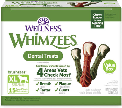Wellness WHIMZEES Value Pack Natural Dog Dental Treat, Chews, Freshens Breath, Large Size, 50.9 Oz Box, 24 Count12