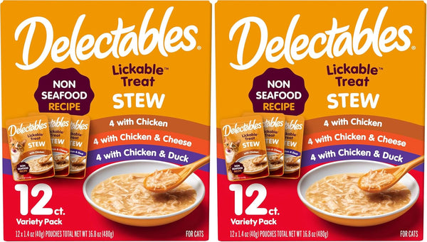Delectables Non-Seafood Stew Lickable Wet Cat Treats, Chicken, 1.4 Oz (Pack of 12)10