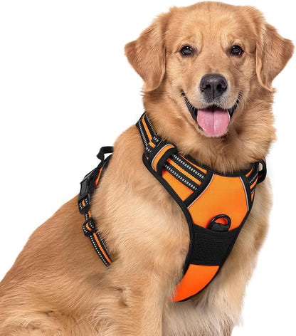 Rabbitgoo Dog Harness, No Pull for Large Dogs with 2 Leash Clips, Pet Vest | No Choke with Handle, Adjustable Soft Padded, Reflective, Easy Control for Walking, Black, Large52