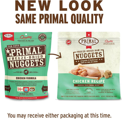 Primal Freeze Dried Dog Food Nuggets, Chicken; Complete Balanced Meal, Topper or Treat; Premium, Healthy, Grain Free, High Protein Raw Dog Food, 14 Oz | Complete & Balanced Nutrition, Meal, Topper or Treat, Grain-Free, High Protein, No Synthetic Vitamins & Minerals2