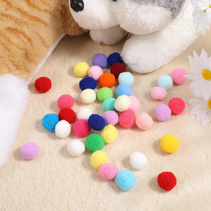 Xthrotsenk 100 Pcs Cat Toy Balls 1-Inch Colorful Cat Pom Pom Balls Soft Interactive Kitten Ball Cats Exercise Toys Fuzzy Kitten Interactive Playing Quiet Toy for Cats Pet(2.5 Cm)3