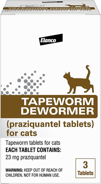 Elanco Tapeworm Dewormer (Praziquantel Tablets) for Cats and Kittens 6 Weeks and Older, 3-Count1