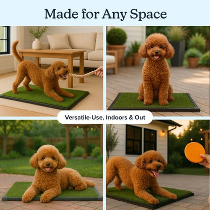 PETMAKER Artificial Grass Puppy Pee Pad for Dogs and Small Pets, 16” X 20” | Reusable 3-Layer Turf Pads for Dogs with Tray, Indoor and Outdoor Fake Grass Potty, Pet Supplies6