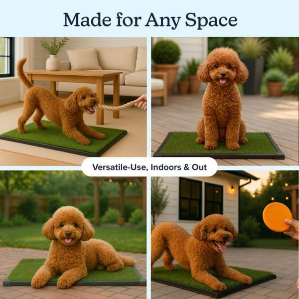 PETMAKER Artificial Grass Puppy Pee Pad for Dogs and Small Pets, 16” X 20” | Reusable 3-Layer Turf Pads for Dogs with Tray, Indoor and Outdoor Fake Grass Potty, Pet Supplies6