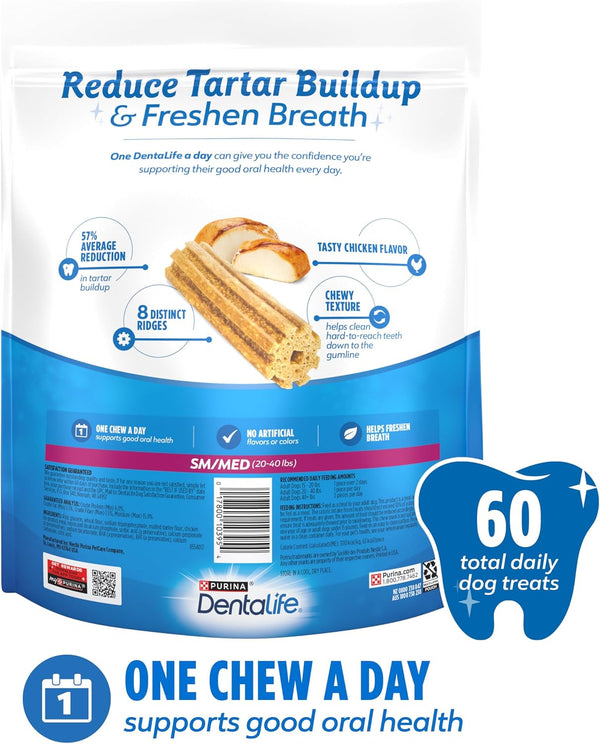 Dentalife Purina Daily Oral Care Dental Dog Treats, Small/Medium, 60 Ct | for Small and Medium Dogs 20-40 Lbs, Chicken-Flavored Dental Chews, Freshen Breath and Fight Tartar Buildup, Made in the USA10