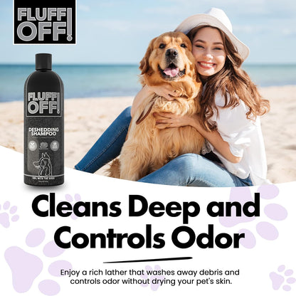 Fluff Off! by Girl with the Dogs, Natural Deshedding Dog & Cat Shampoo, 16 Oz, Made in USA, 8 Wks+5
