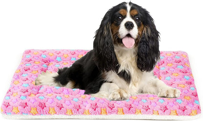 Mora Pets Cat Bed Dog Crate Pad Ultra Soft Pet Bed with Cute Star Print Washable Crate Mat for Small Dogs and Indoor Cats Reversible Fleece Dog Kennel Pad Cat Carrier Mat 14 X 17.5 Inch Grey25