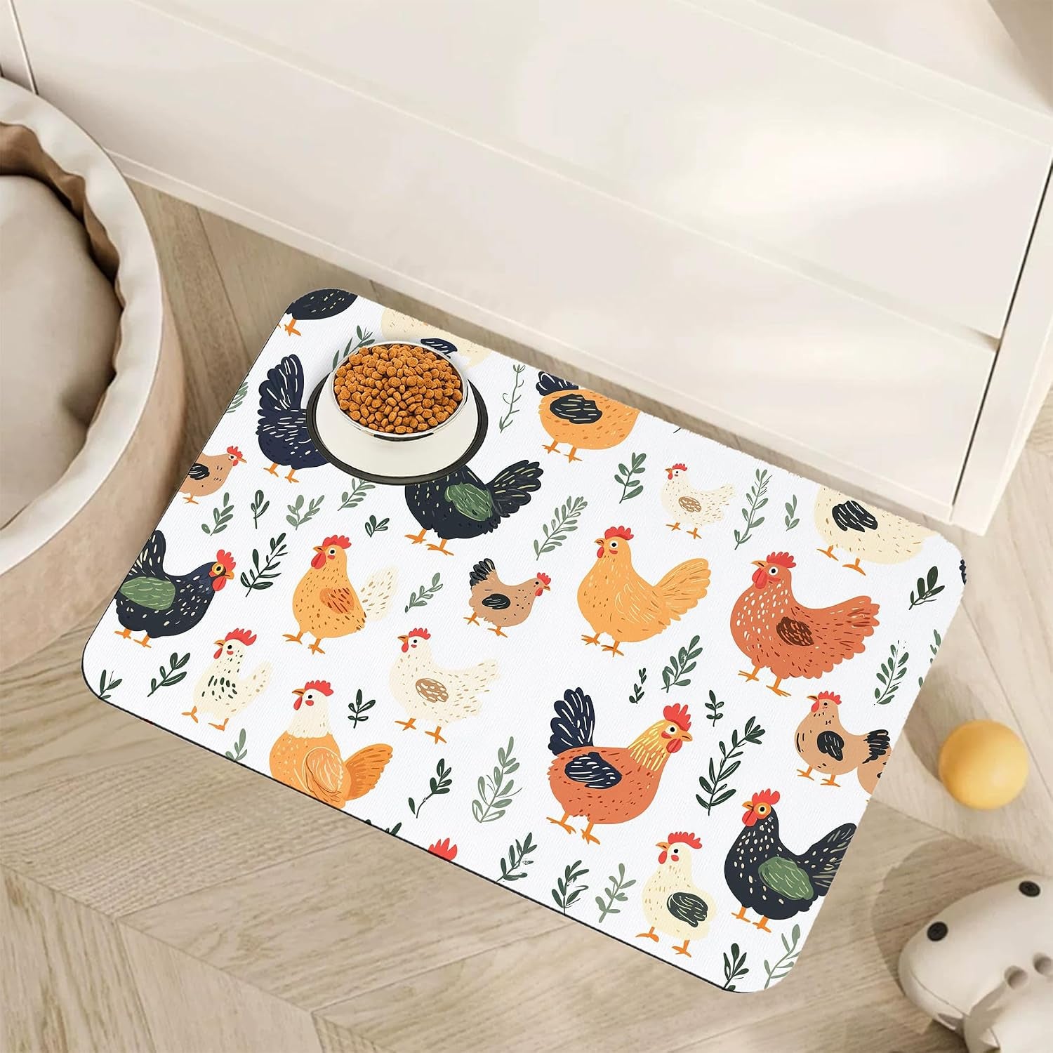 cute-strawberry-flower-dog-cat-food-mat-pink-absorbent-pet-feeding-mat-with-rubber-backing-non-slip-water-bowl-placemat-indoor-pet-accessories-supplies-12x20