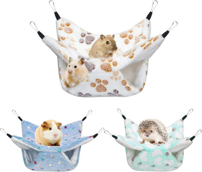 Yedsintu 3 Pcs Guinea Pig Hammock, Rat Ferret Hanging Hammock Guinea Pig Accessories for Small Animals Chinchilla Parrot Sugar Glider Ferret Hamster Squirrel (11"×11")11