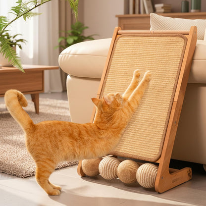 CHEERHOME PETS Sisal Cat Scratcher Ramp for Indoor Cats, 24.8" L Shape Cat Scratching Post Climbing Vertical Cat Scratch Pad, Solid Wooden Cat Furniture(Standard)8