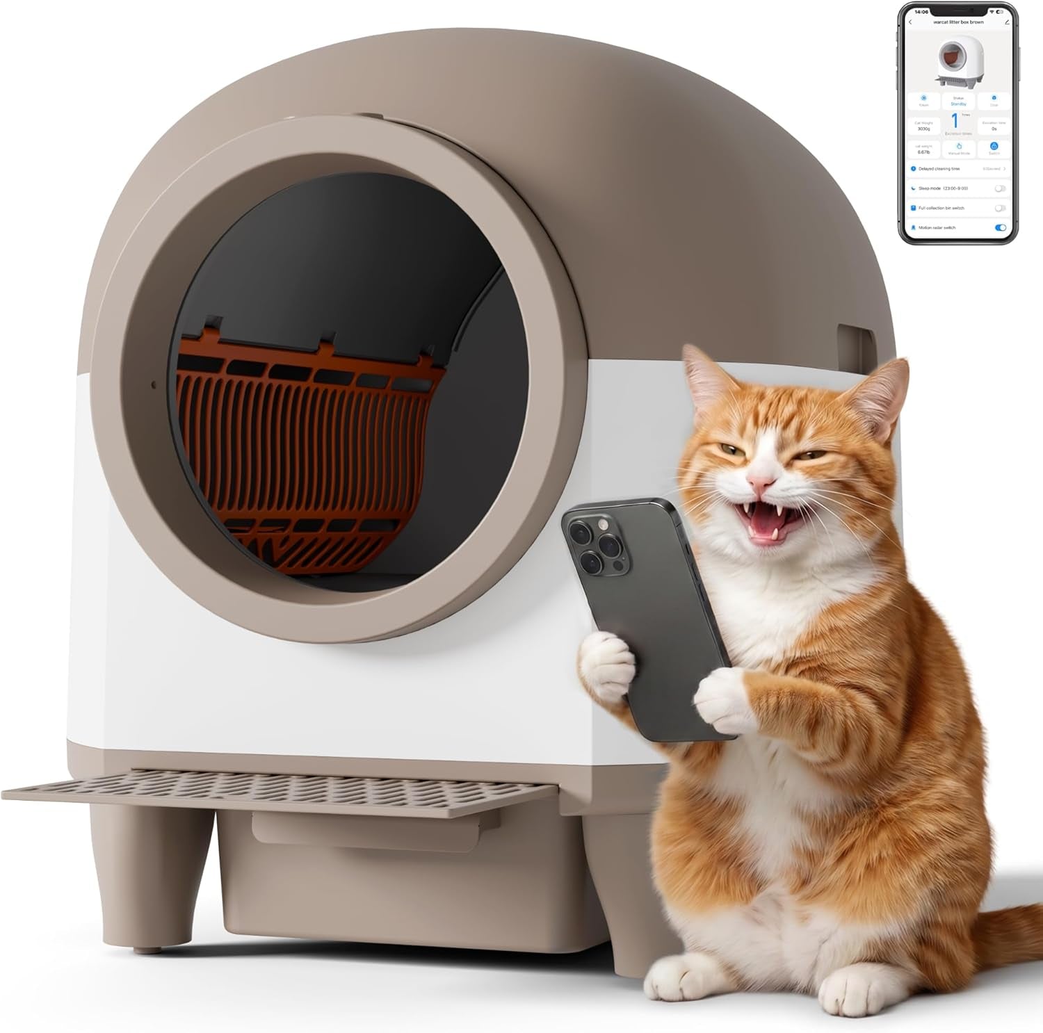 warcat-enclosed-self-cleaning-litter-box-app-control-90l-gray-90l-large-capacity-for-multi-cat-homes-app-controlled-with-smart-sensors-anti-leakage-safety-protection-bags-included