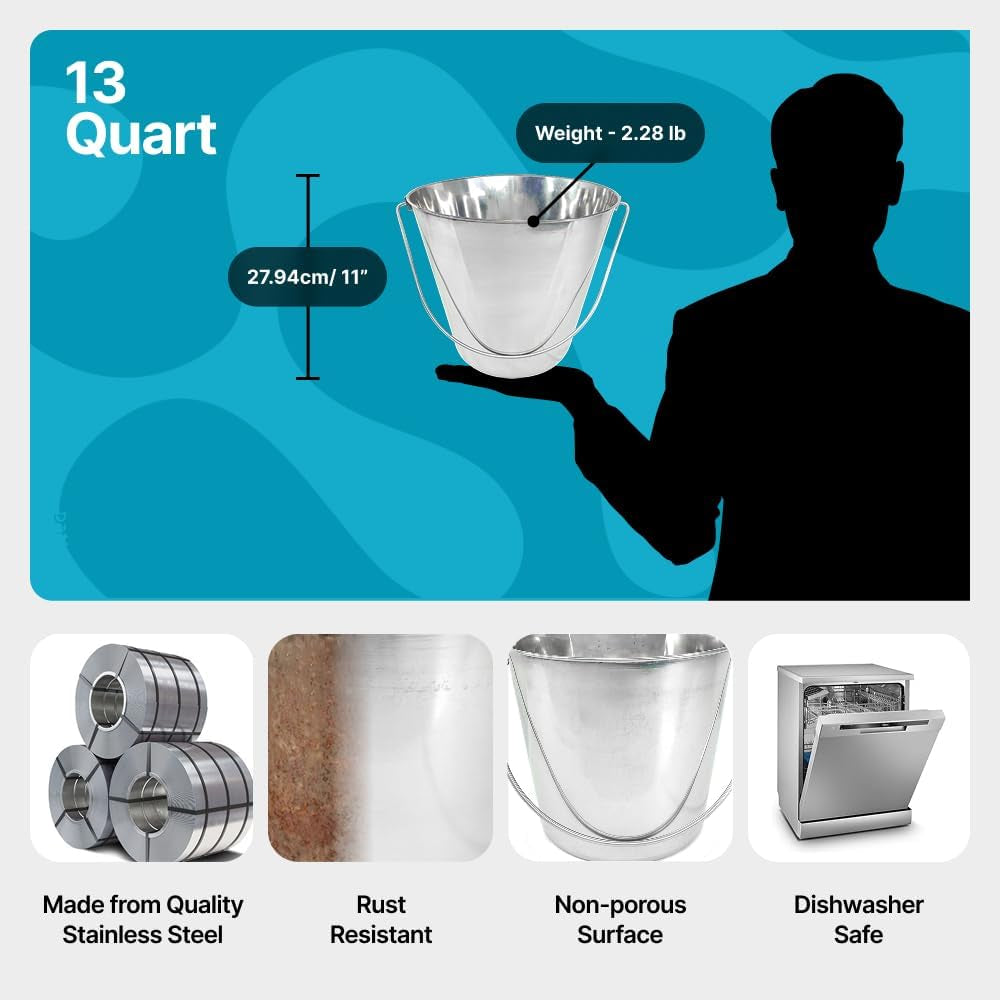 3-gallon-stainless-steel-bucket-heavy-duty-flat-side-metal-bucket-for-feeding-watering-pets-livestock-cleaning-perfect-for-crates-kennels-cages-hang-on-fences-13-quart