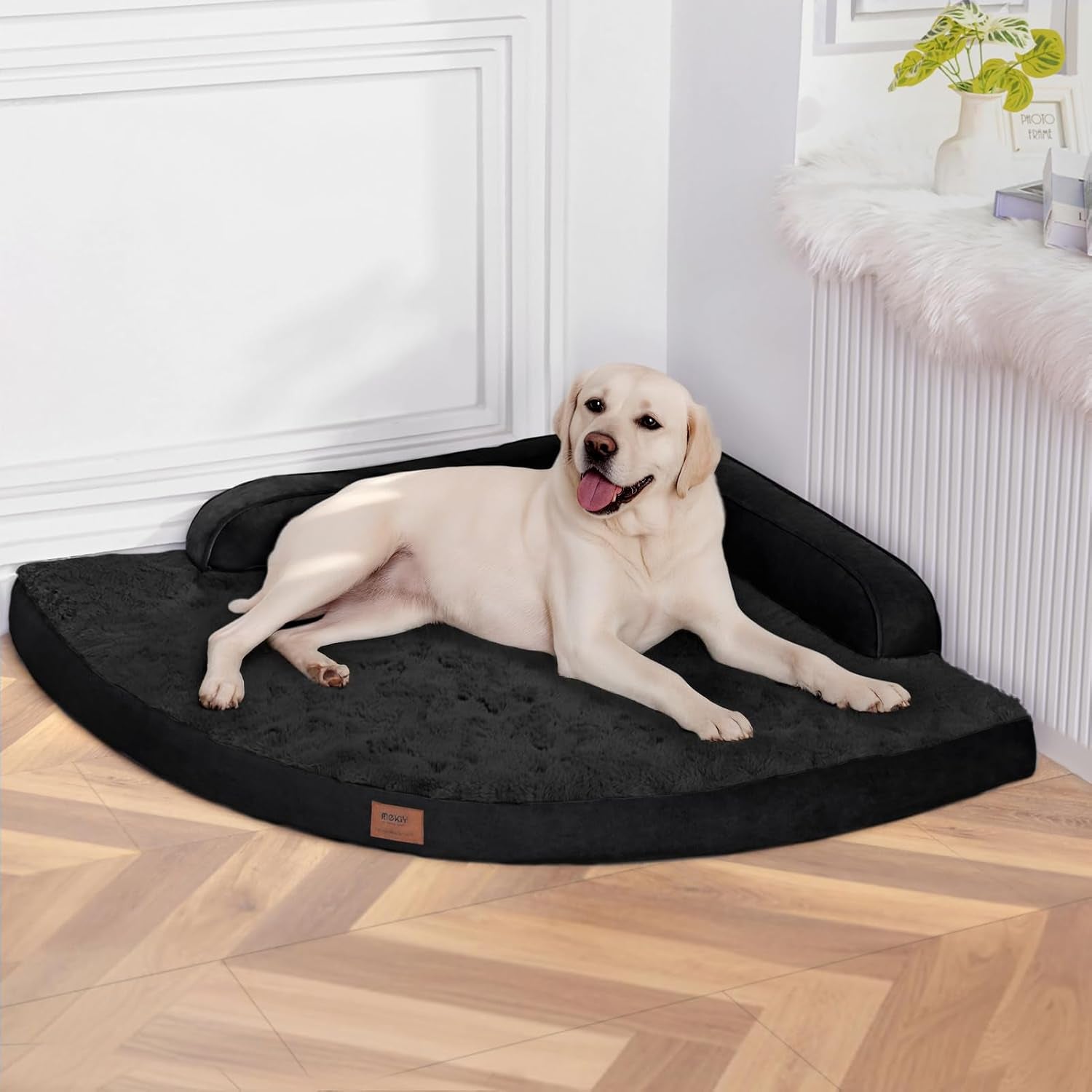 mekiy-orthopedic-waterproof-dog-bed-with-sides-for-extra-large-sizes-dogs-egg-crate-foam-waterproof-liner-anti-slip-bottom-space-saving-perfect-for-corners-and-sofa-edges-40-x-40-inch