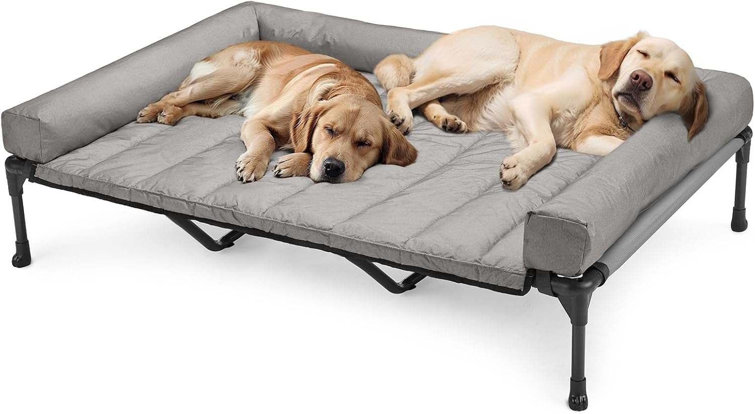 veehoo-outdoor-elevated-dog-bed-with-waterproof-bolster-cushion-cooling-raised-dog-bed-with-removable-washable-mat-topper-breathable-mesh-dog-couch-cot-for-indoor-outdoor-42-large-black