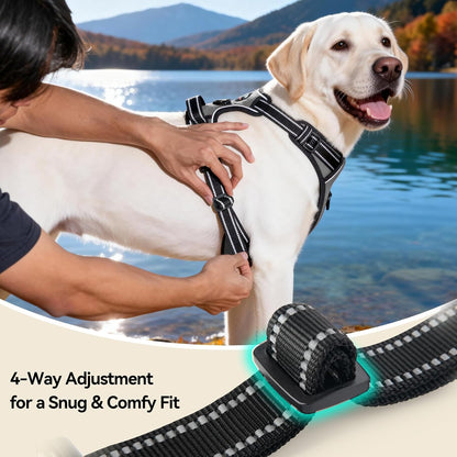 PHOEPET No Pull Dog Harness Medium Reflective Front Clip Vest with Handle, Adjustable 2 Metal Rings 2 Buckles(M, Grey)7