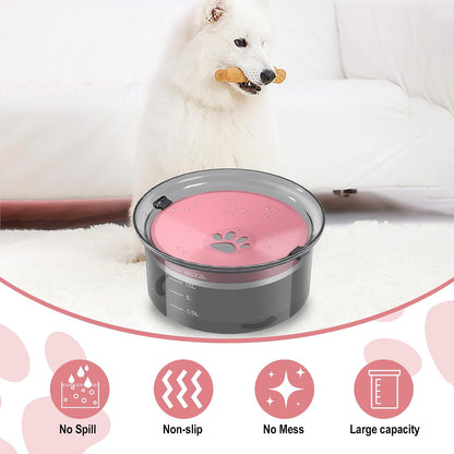 2L Dog Water Bowl Large Capacity Slow Water Feeder, No Spill Dog Bowl Splash Proof Pet Water Dispenser,Vehicle Carried Travel Water Floating Bowl for Dogs/Cats/Pets (Pink)5