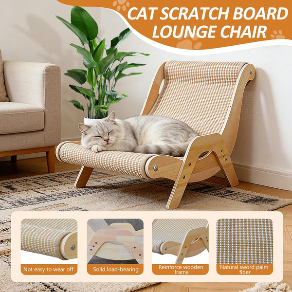 Extra Large Cat Scratching Lounge - Multi-Layer Solid Wood & Sisal, XXL Cat Scratcher and Bed for Large Cats, Furniture Protector with 110Lb Capacity2