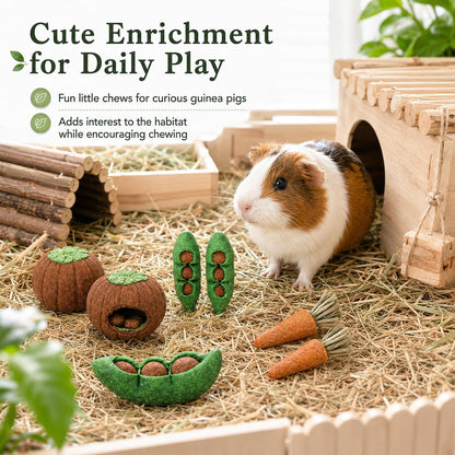 HERCOCCI 8Pcs Guinea Pig Chew Toys, Hamster Toys Prevent Excessive Teeth Growth Natural Vegetables Carrot and Timothy Grass for Guinea Pig Rabbit Chinchillas Gerbil5