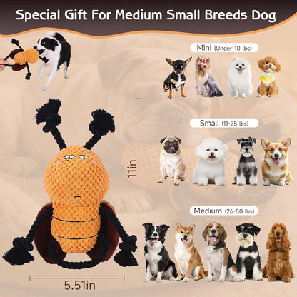 Yipetor Cockroach Squeaky Dog Toy, Puppy Rope Chew Toy for Medium Dogs | anti Boredom, Tug of War, Machine Washable, Teeth Cleaning, Crinkle Paper, Plush Toy, Separation Anxiety6