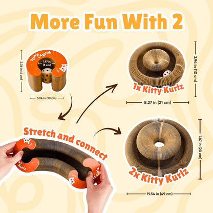KITTY KURLZ Interactive Cat Toy & Cardboard Cat Scratcher | Collapsible Ball Track with Bell, for Indoor Cats, Reversible Scratch Ring, Play, Chase and Lounge4