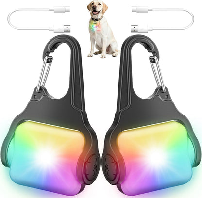 Dog Collar Light 2 Pack, Dog Lights for Night Walking 4 Modes, Waterproof Dogs Light Clip on Rechargeable, LED Dogs Walking Lights for Night Running, Camping, Climbing, Bike1